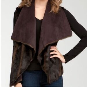 Bebe Reversible Faux Fur Panel Open Vest